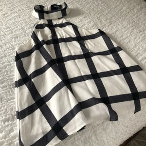 LuLu's Black & White High Neck/Sleeveless Blouse